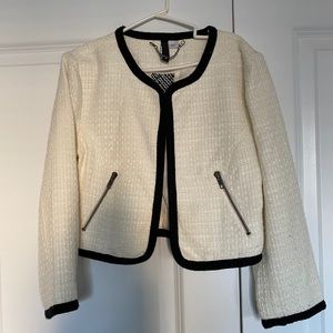 H&M tweed cropped jacket in cream / offwhite